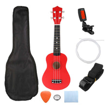Load image into Gallery viewer, 21 inch Ukelele Soprano 4 Strings Hawaiian Spruce Basswood Guitar Musical Instrument Set Kits+Tuner+String+Strap+Bag