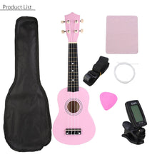 Load image into Gallery viewer, 21 inch Ukelele Soprano 4 Strings Hawaiian Spruce Basswood Guitar Musical Instrument Set Kits+Tuner+String+Strap+Bag